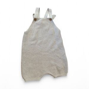 H&M 2T Knit Shorty Overalls Shortall Romper Adjustable Gray